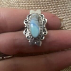 Rare Goldenhill Turquoise Pale Blue Oval Stone Ring set in Sterling  Silver